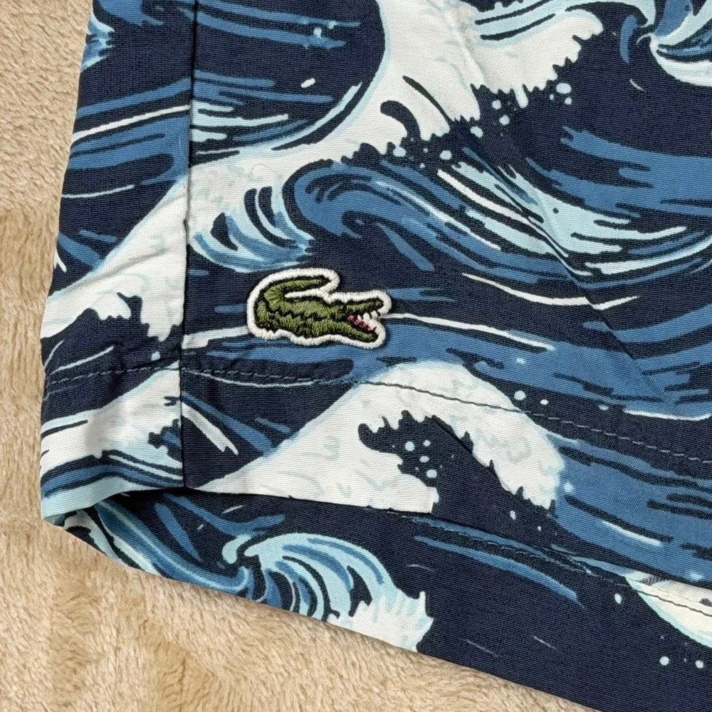 Lacoste‎ Boys Blue Wave Print Swim Trunks Board Shorts Size 12 152cm